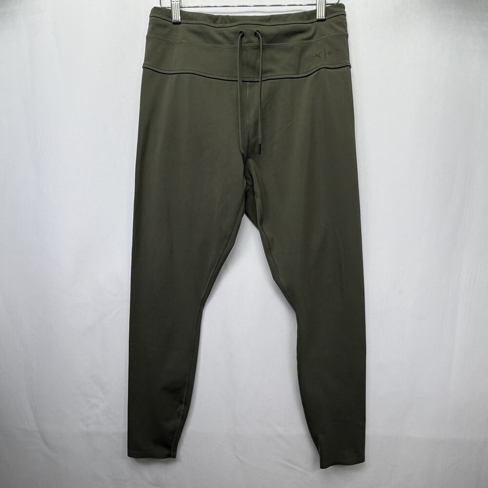 Mens Puma "Goop" Jogger Pants Size Large Athletic Green Polyester Zip Pockets